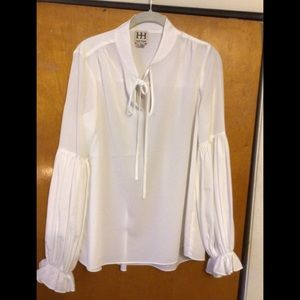 - Haute Hippie with balloon sleeve  ,boho,Y2K, cottage core tie blouse SZ S